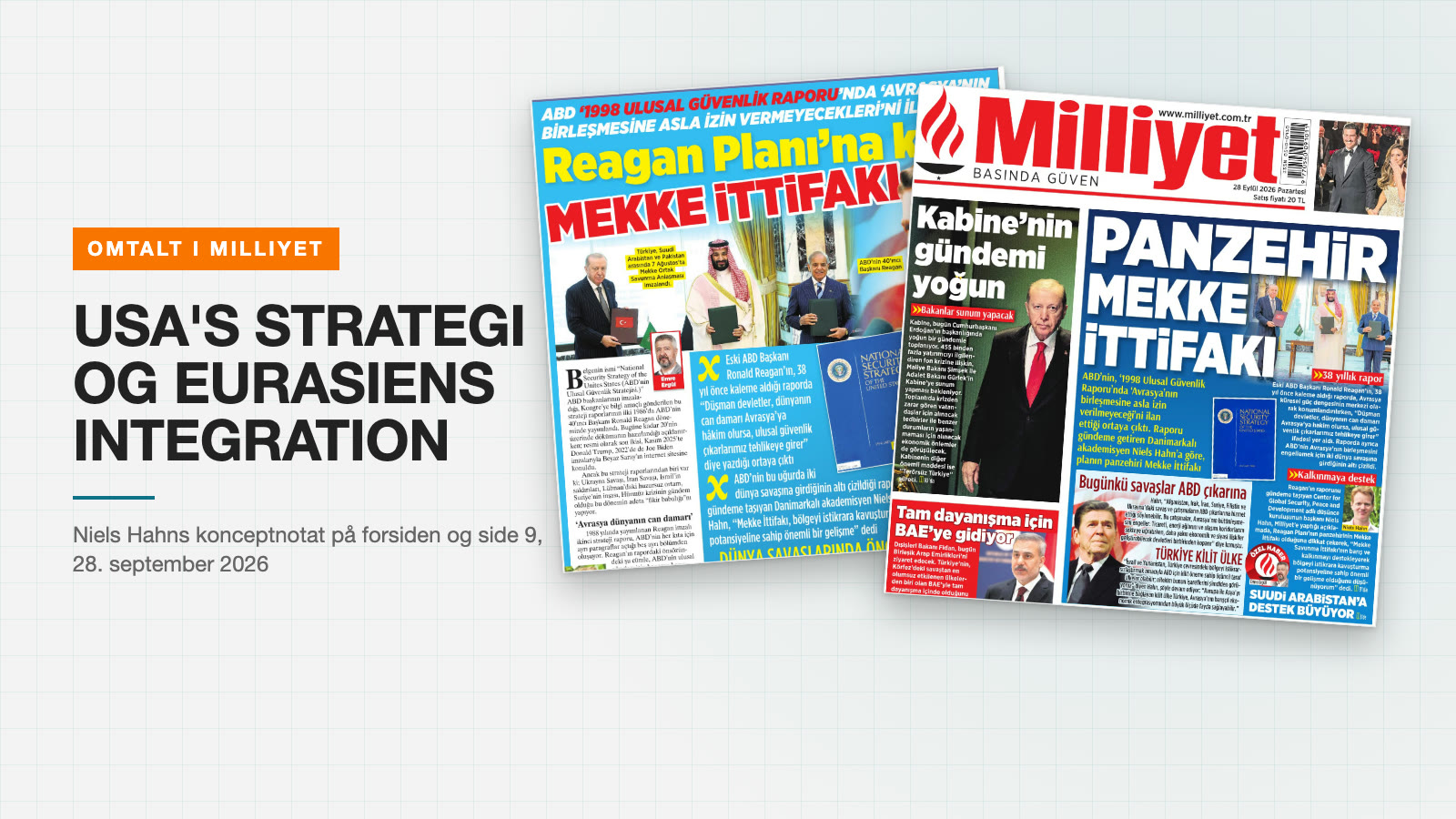 Milliyets forside og side 9 den 28. september 2026 med omtale af Niels Hahns konceptnotat